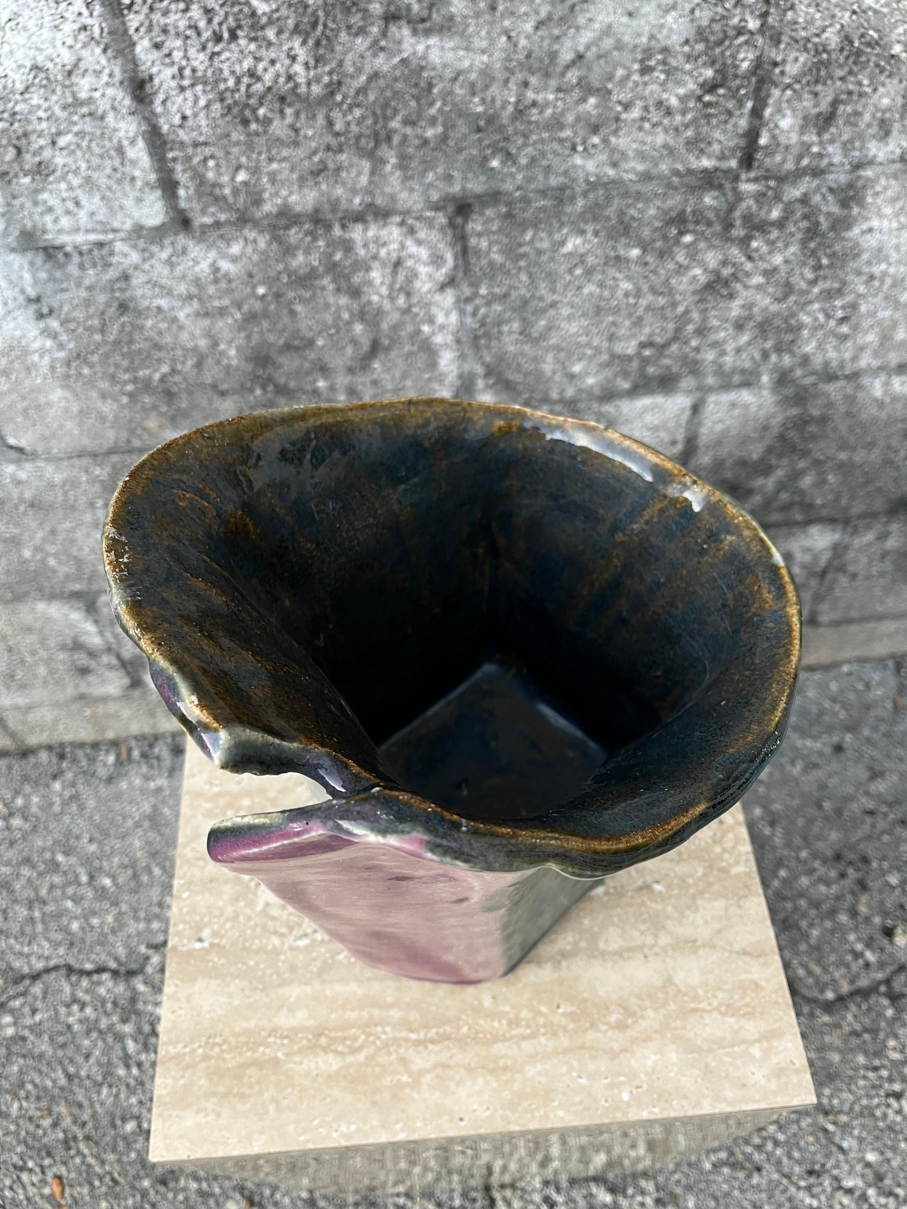 Grande vaso post-moderno a due pezzi di Studio Pottery. Circa anni '80 in vendita 8