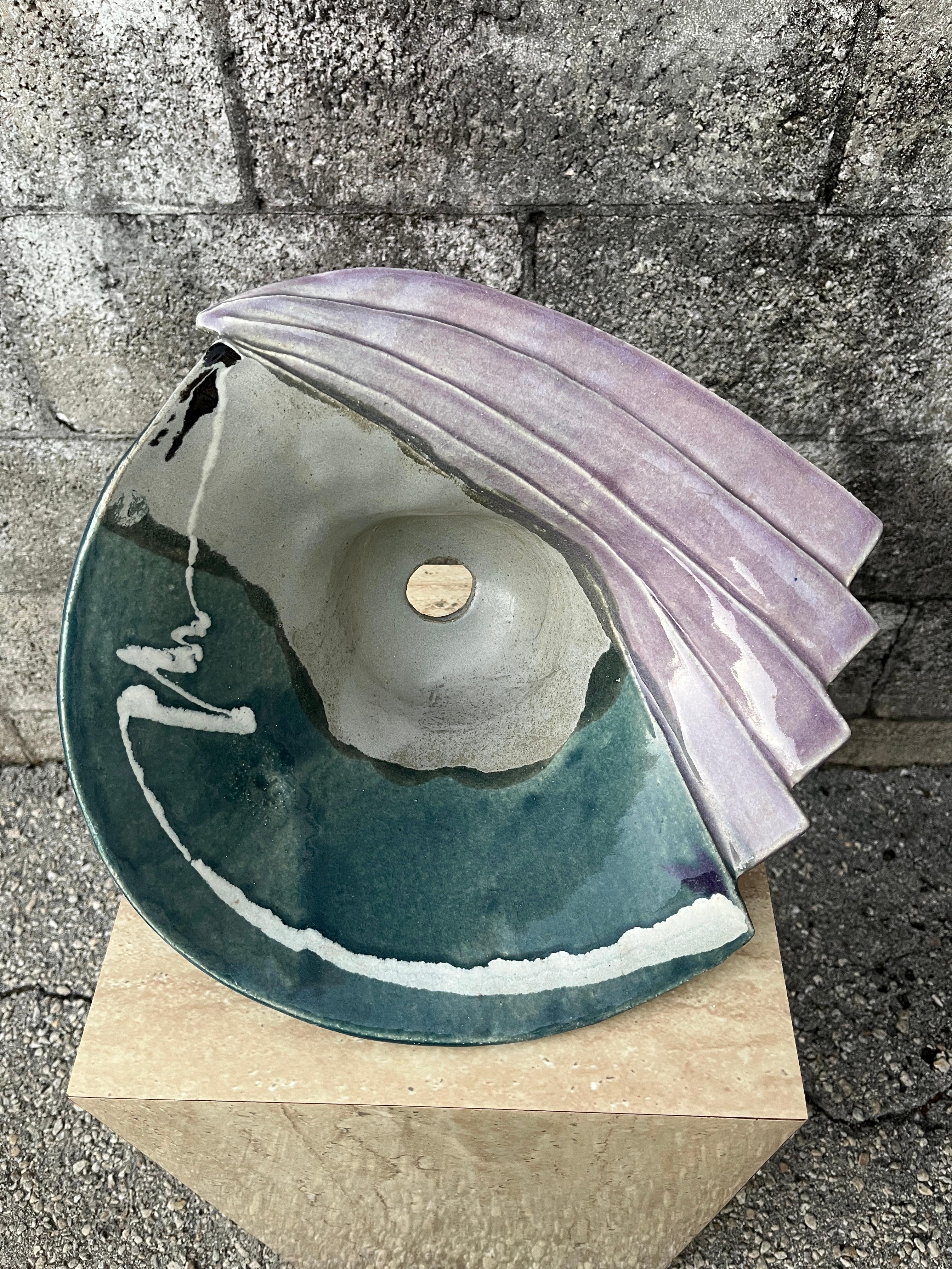 Grande vaso post-moderno a due pezzi di Studio Pottery. Circa anni '80 in vendita 10