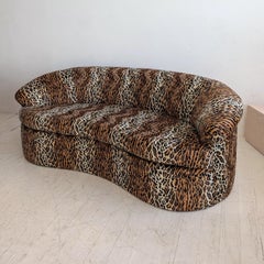 Large vintage postmodern curvaceous leopard print sofa, USA 1980s