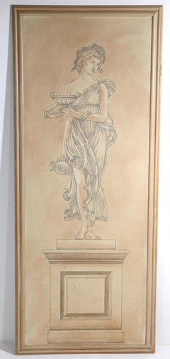 Large Vintage Prop Print of Greco Roman Statue of Woman in Flowing Garb