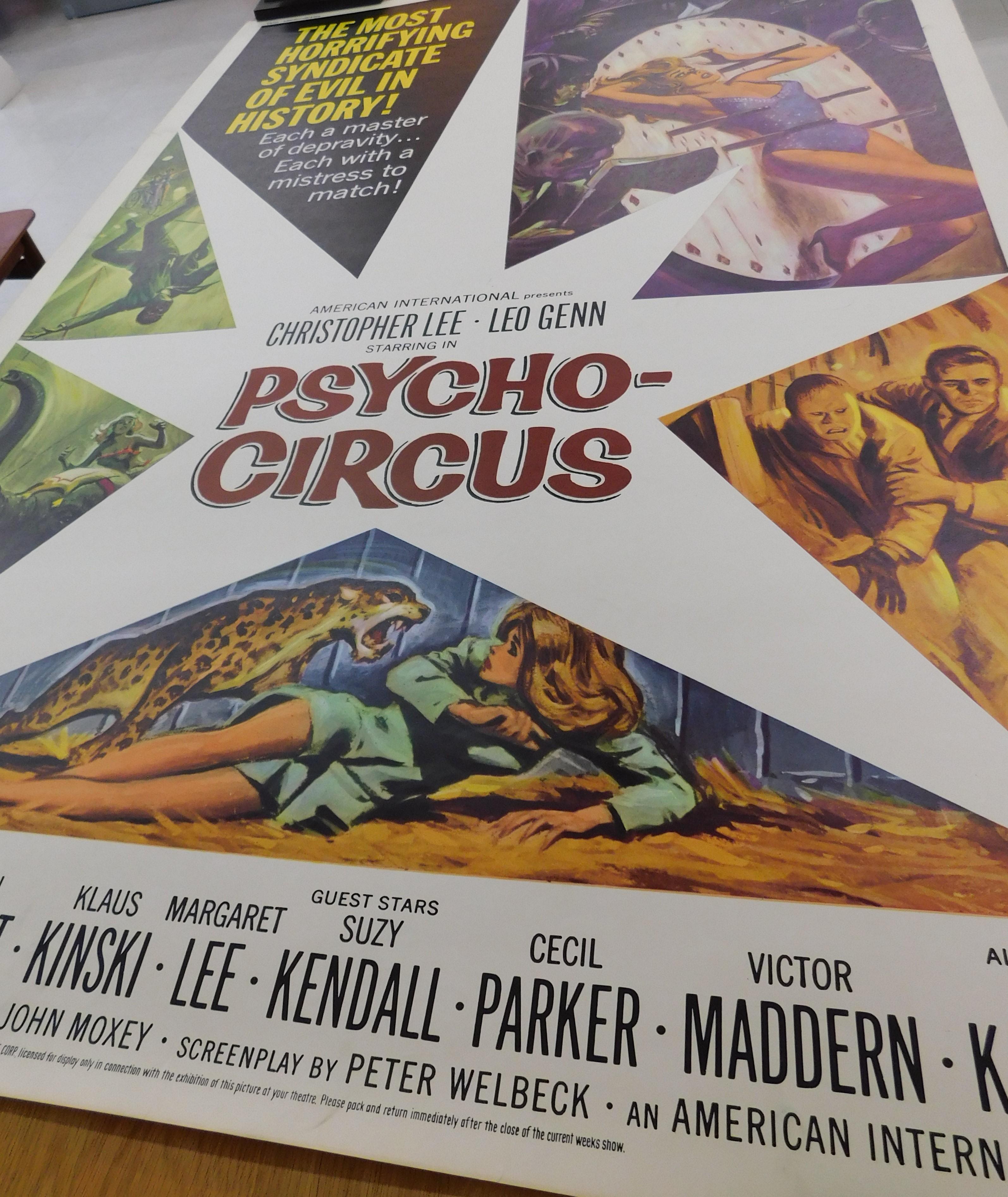 Large Vintage Psycho-Circus 1967 Original Horror B-Movie Poster Christopher Lee 11