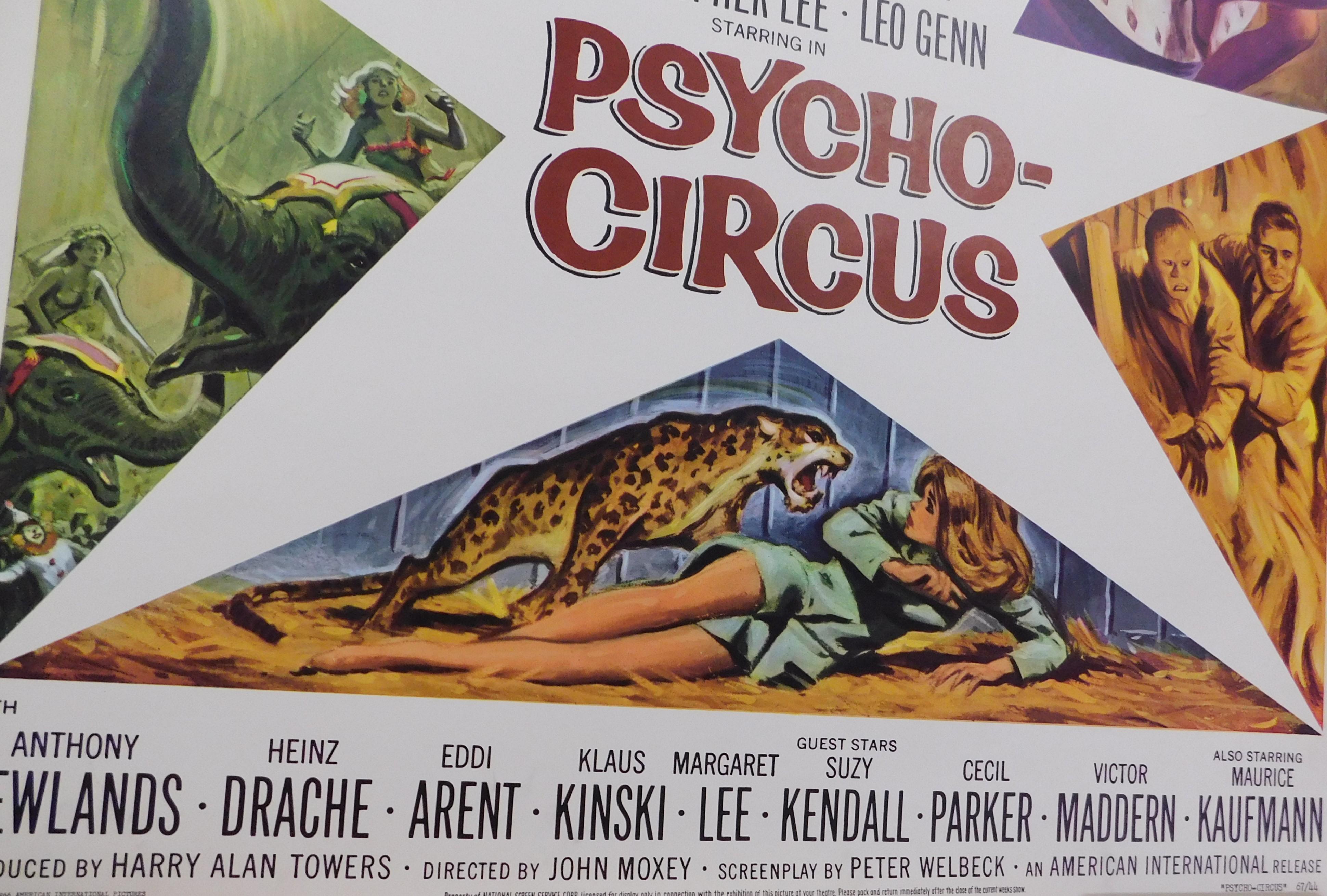 20th Century Large Vintage Psycho-Circus 1967 Original Horror B-Movie Poster Christopher Lee