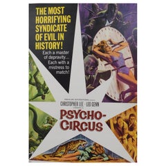 Large Retro Psycho-Circus 1967 Original Horror B-Movie Poster Christopher Lee