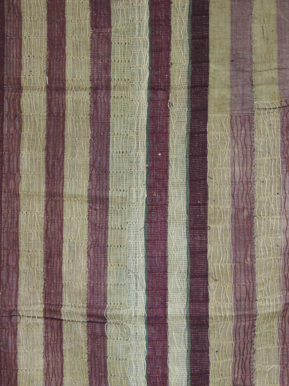 Tribal Large Vintage Purple and Brown Yoruba Stripe African Textile