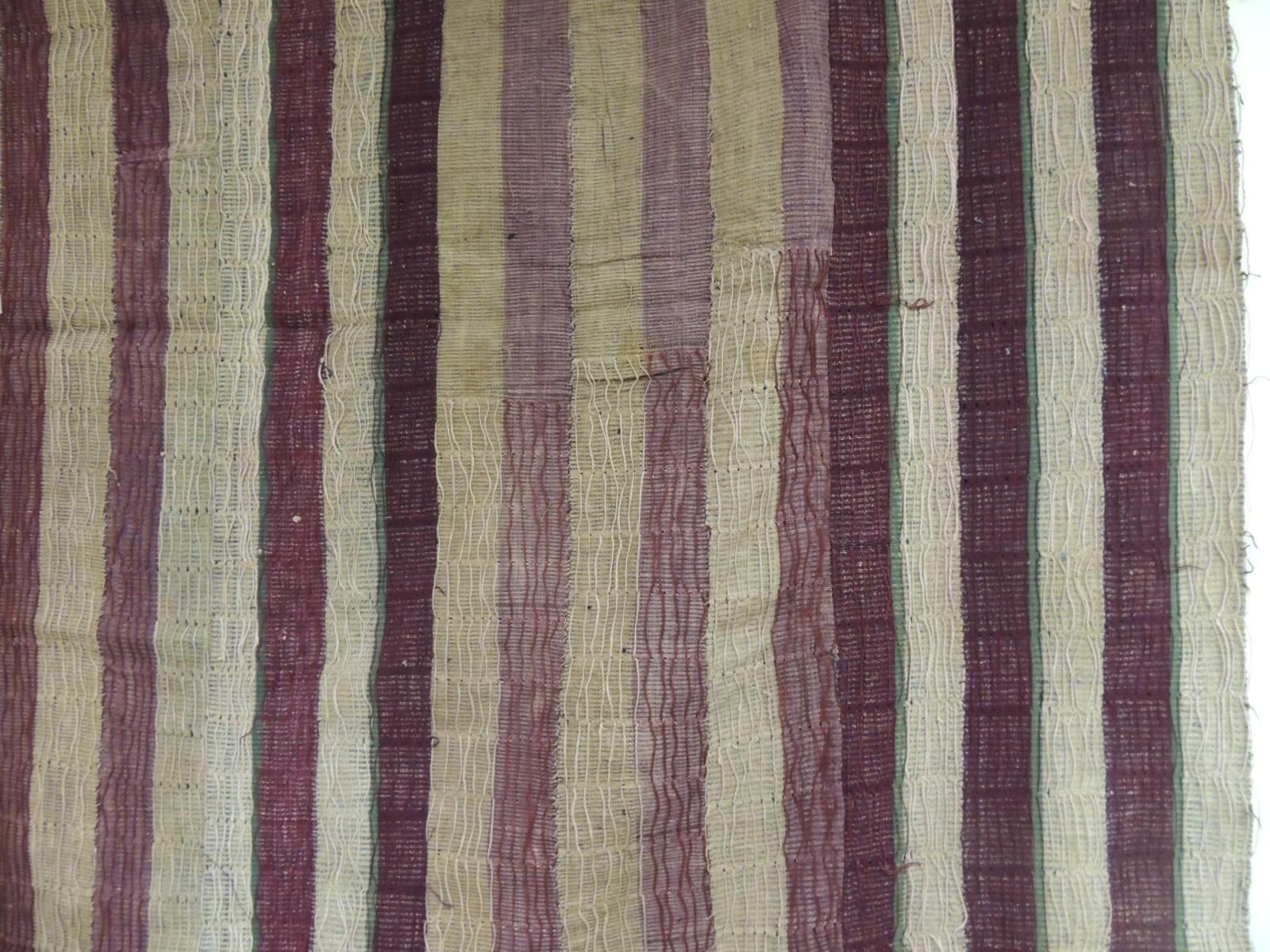 Nigerian Large Vintage Purple and Brown Yoruba Stripe African Textile