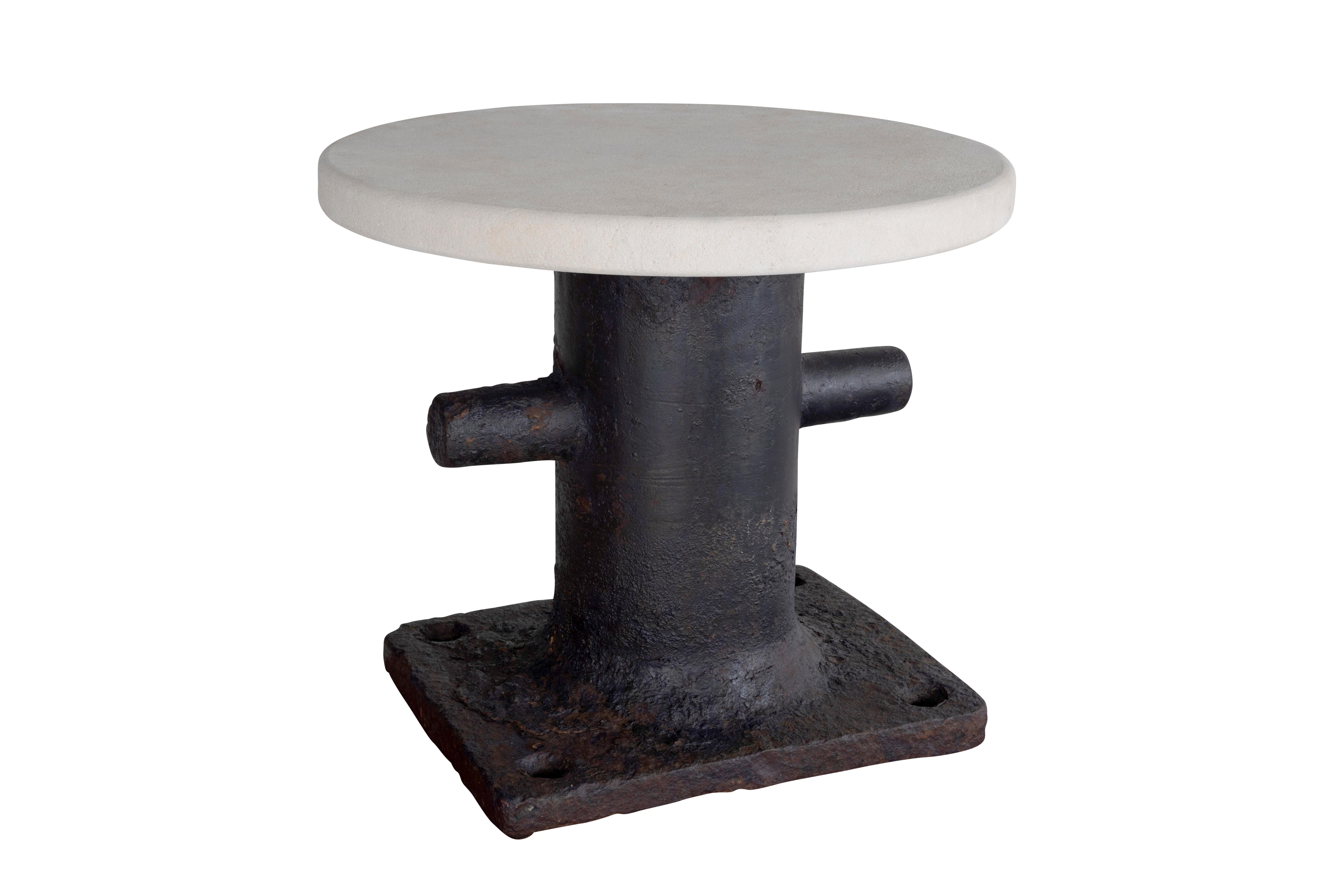 20th Century Large Vintage Quay Side Bollard with Limestone Top For Sale