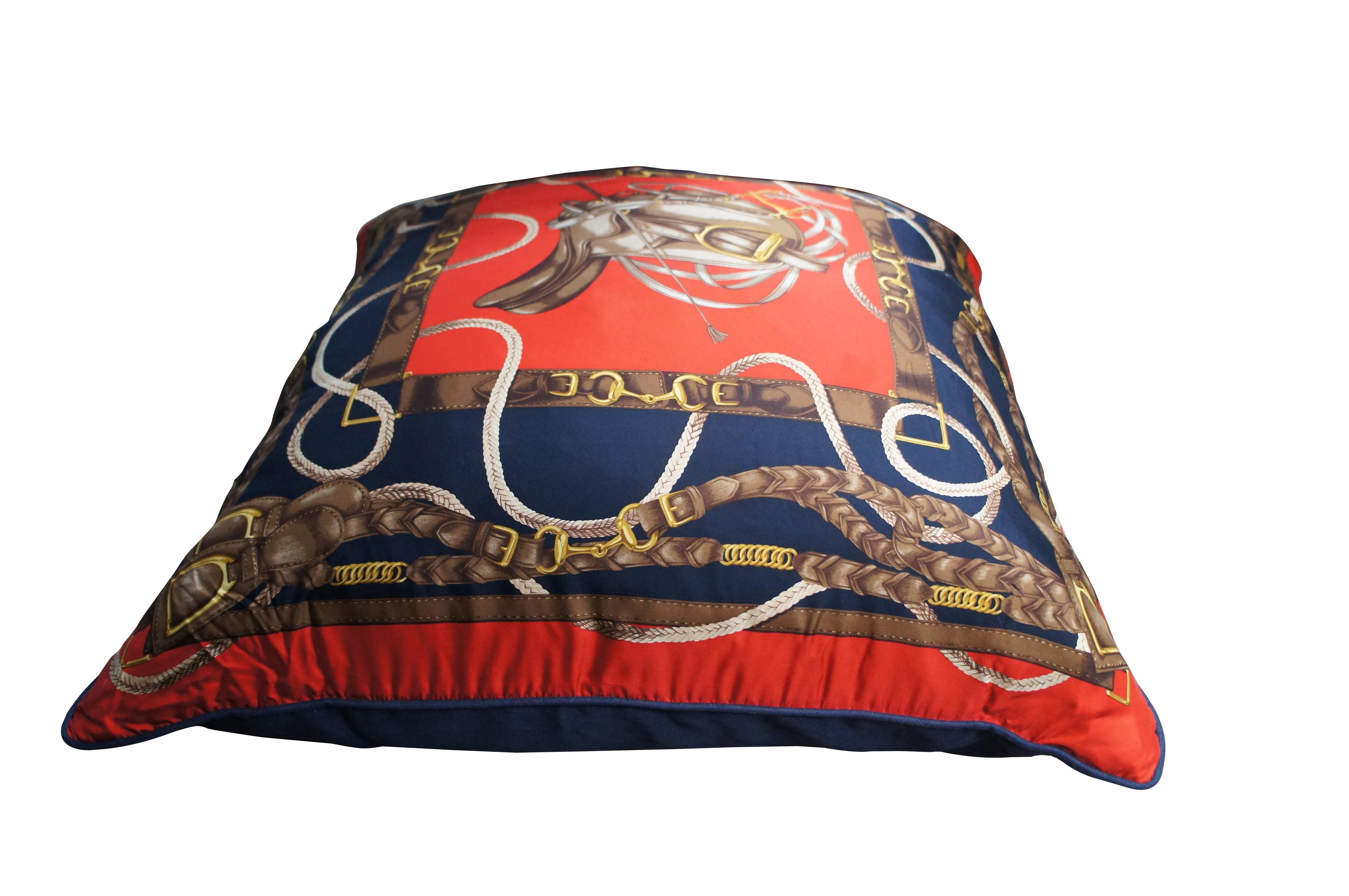 Großes Vintage Ralph Lauren Daunen gefülltes Vintage Reiterpferd Sattel-Seidenschal-Kissen im Zustand „Gut“ im Angebot in Dayton, OH