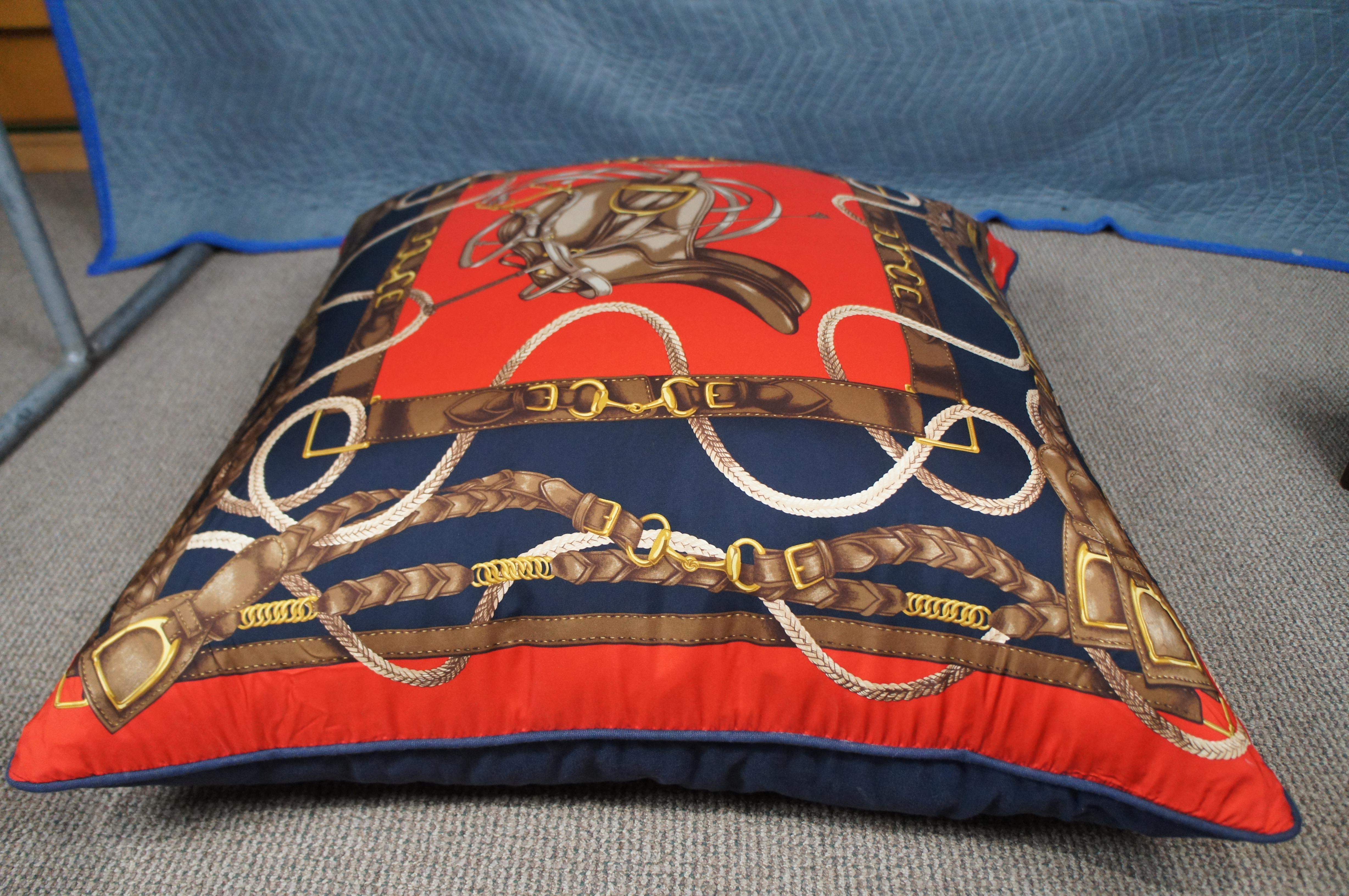 Großes Vintage Ralph Lauren Daunen gefülltes Vintage Reiterpferd Sattel-Seidenschal-Kissen im Angebot 3