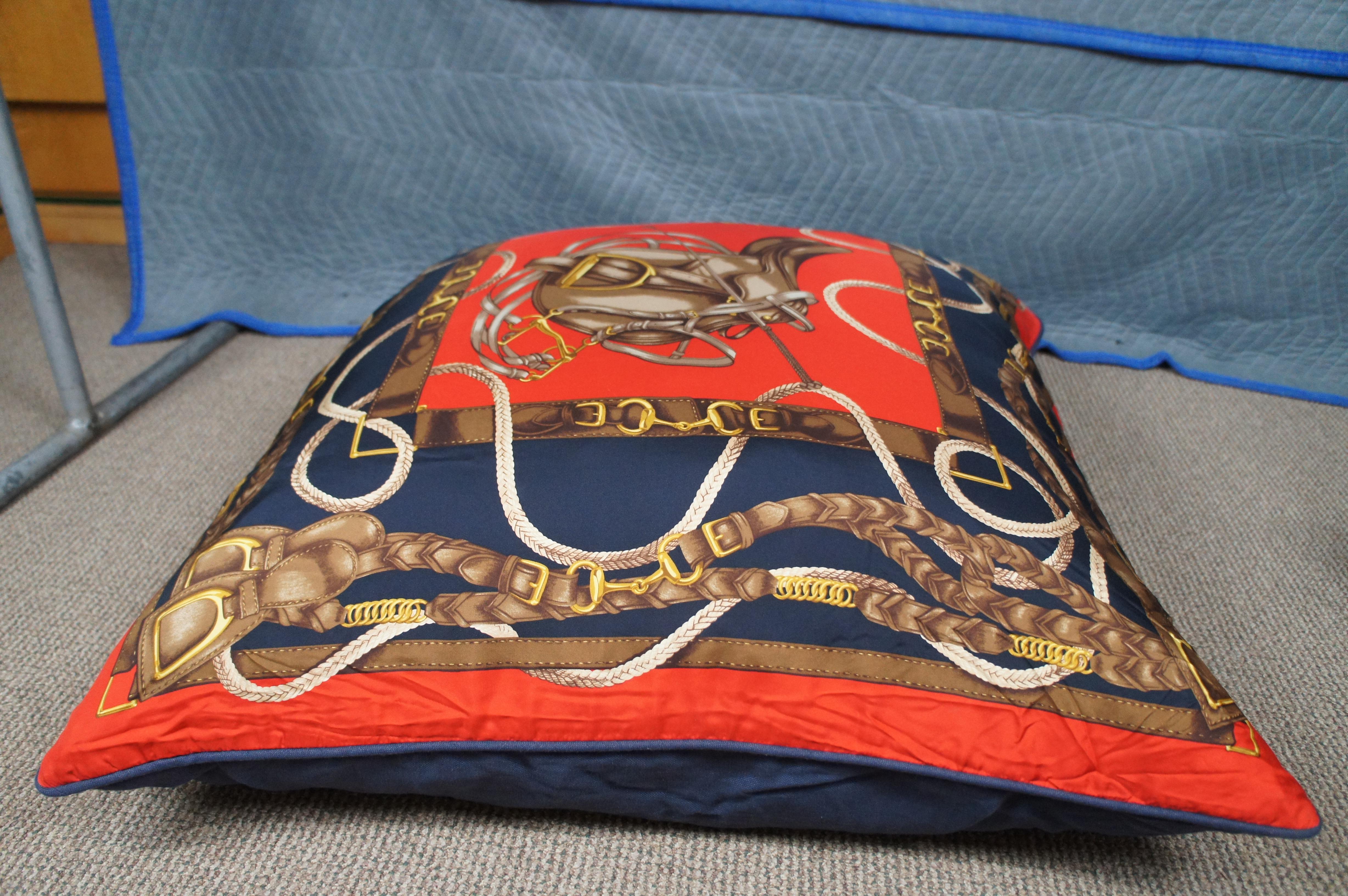 Großes Vintage Ralph Lauren Daunen gefülltes Vintage Reiterpferd Sattel-Seidenschal-Kissen im Angebot 4