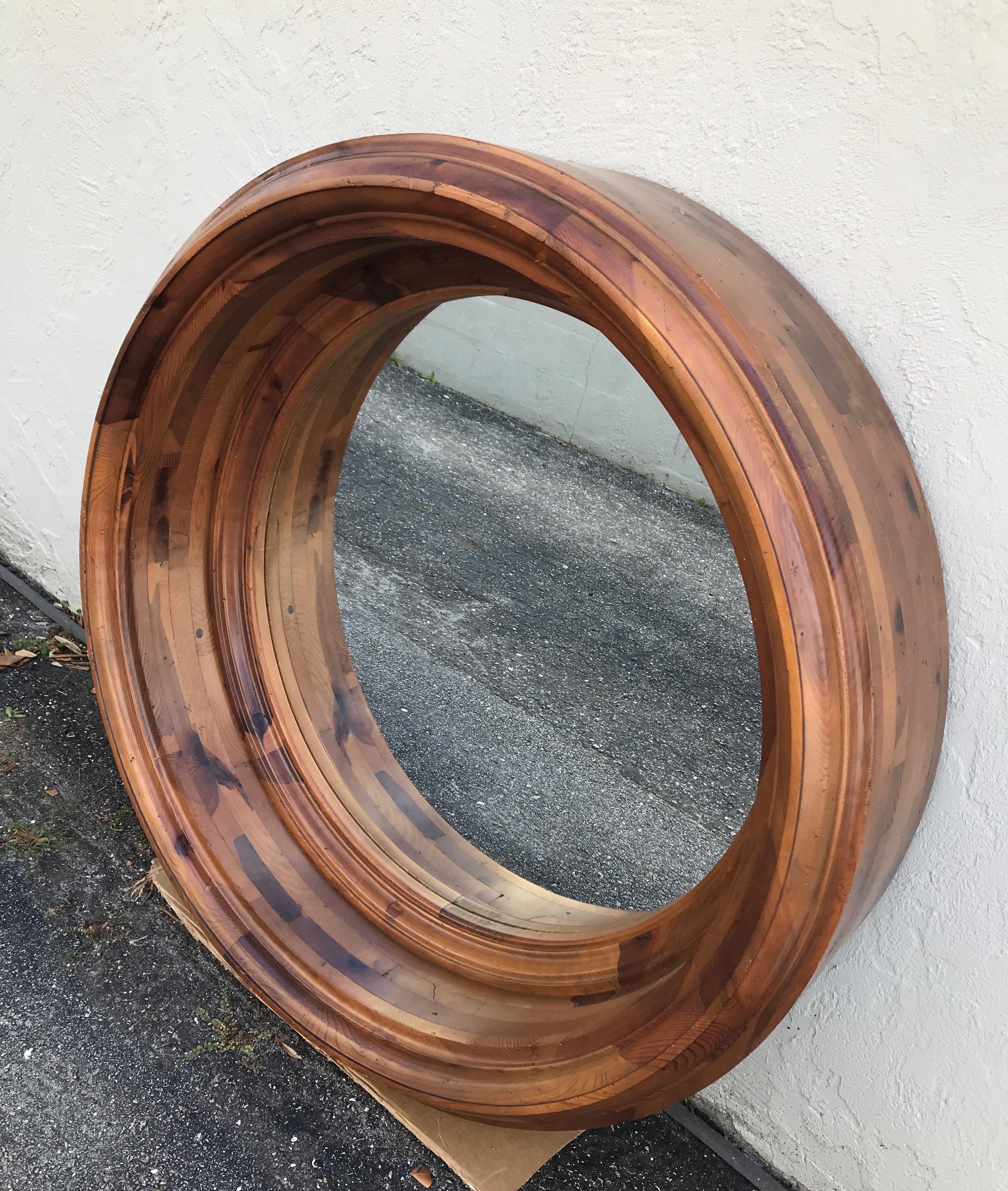 wooden porthole mirror
