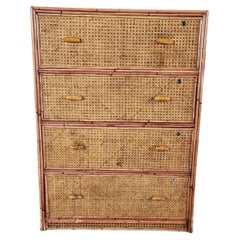 Large Vintage Rattan Chest of Drawers, 1970s