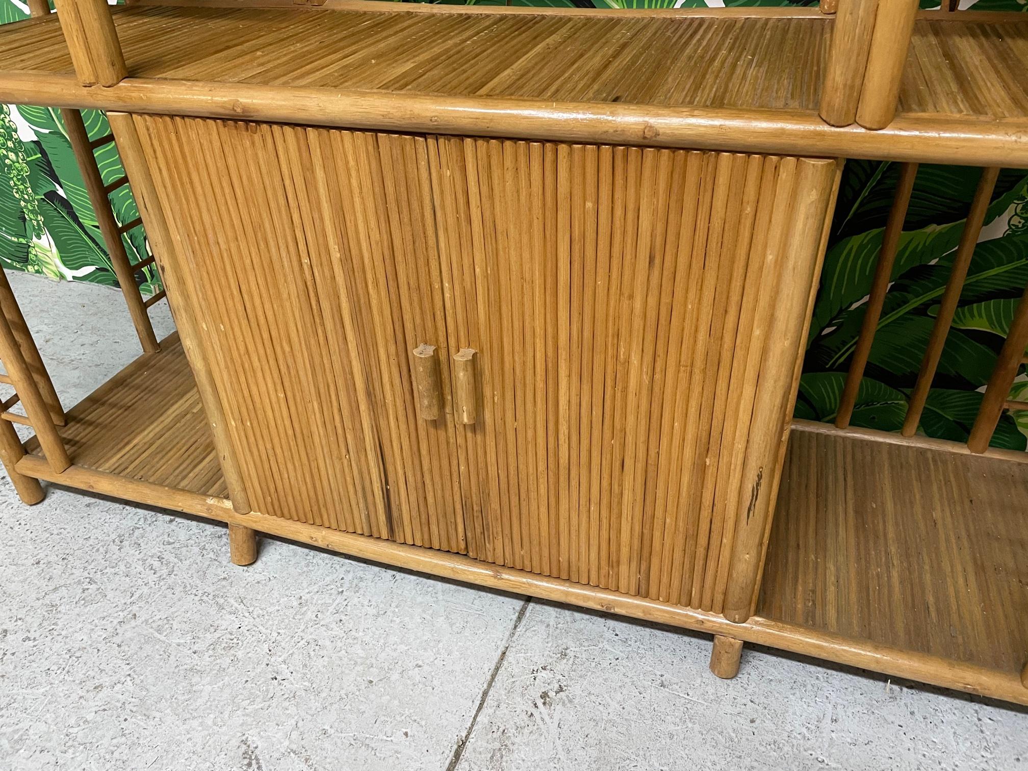 Bohemian Large Vintage Rattan Étagère Bookcase