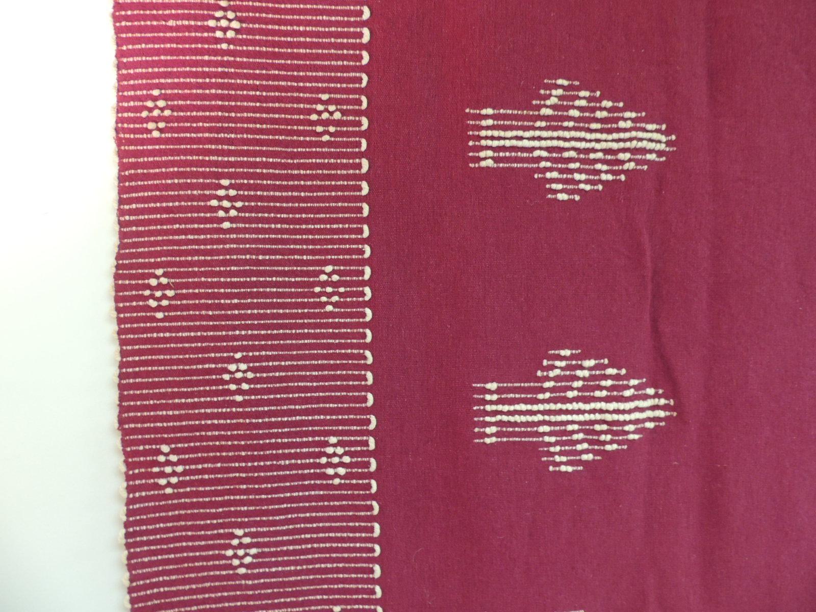 Moorish Large Vintage Red and Natural Wool Handwoven Blanket