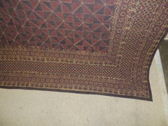 Large Vintage Red and Blue Quilted Indian King Size Blanket/Throw