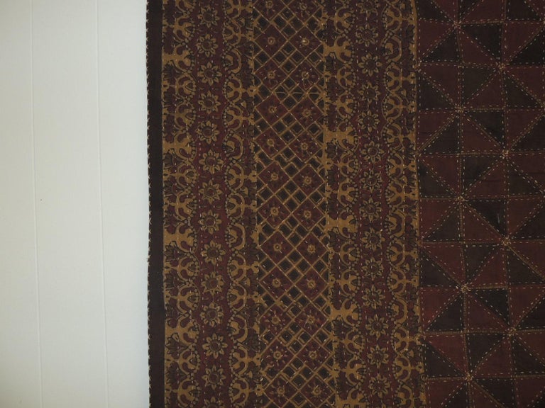 Large Vintage Red and Blue Quilted Indian King Size Blanket/Throw at