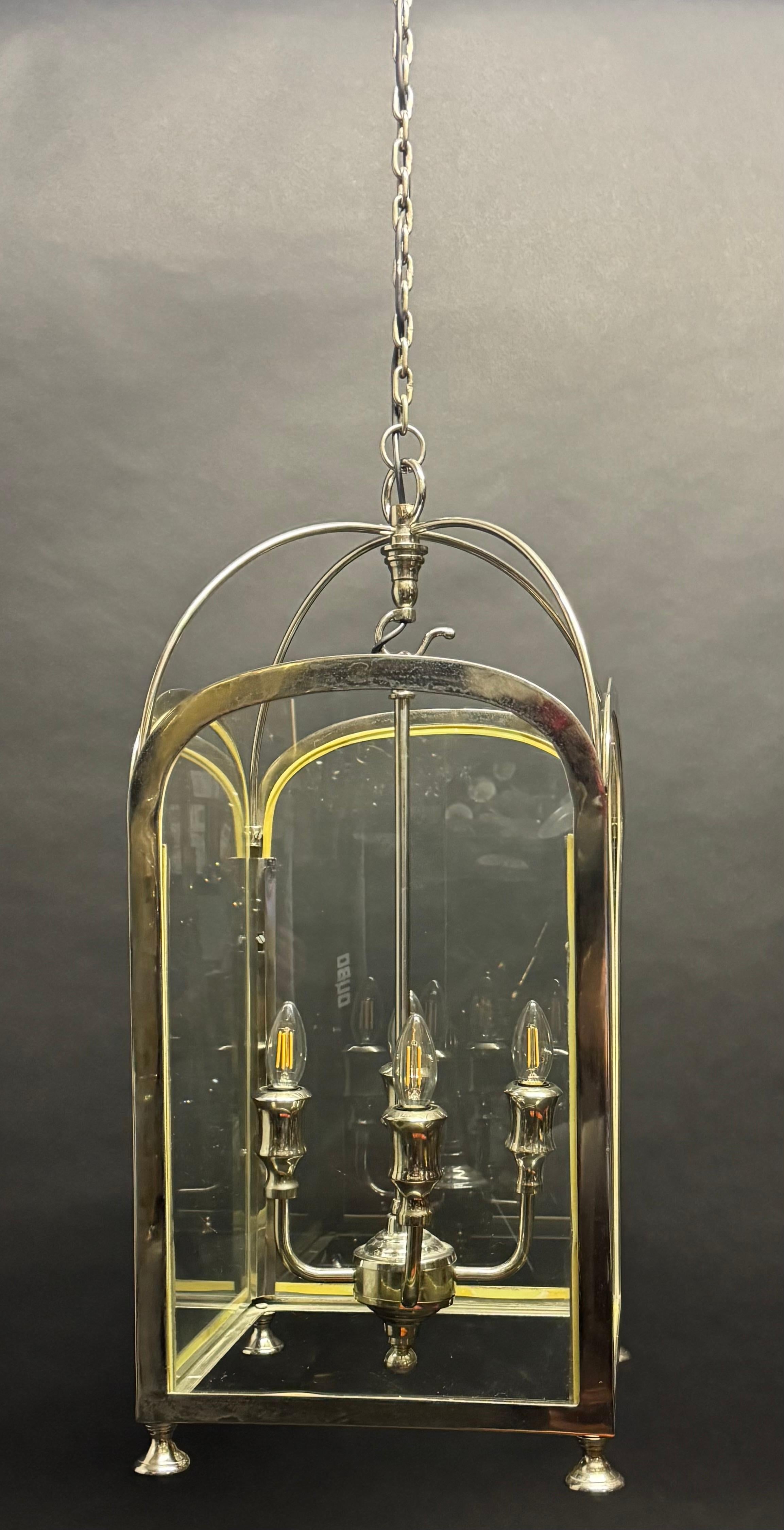 Grand lustre à lanterne en verre de style Vintage Regency, vers les années 1970 en vente 4