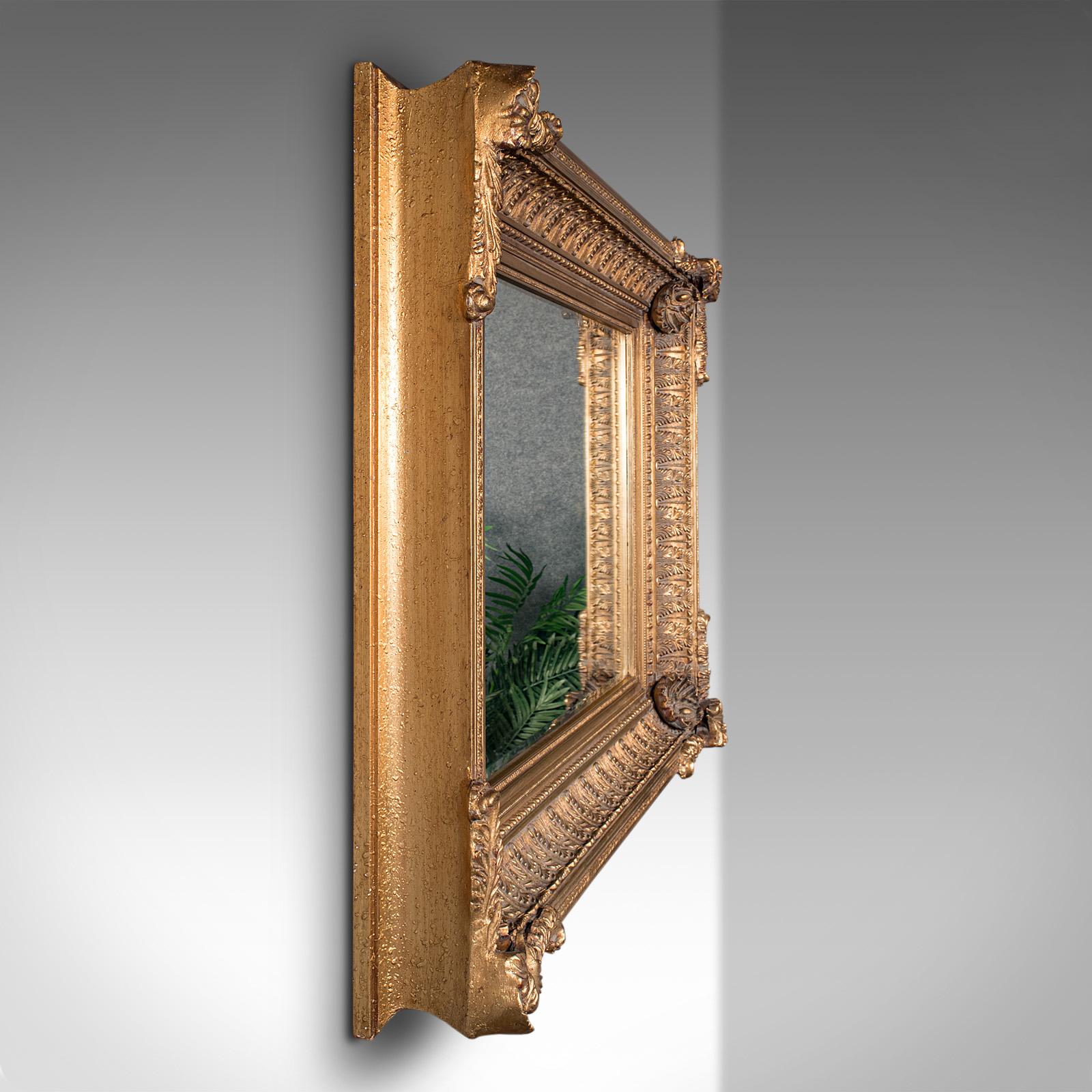 Italian Large Vintage Renaissance Revival Wall Mirror, Continental, Giltwood, Decorative For Sale