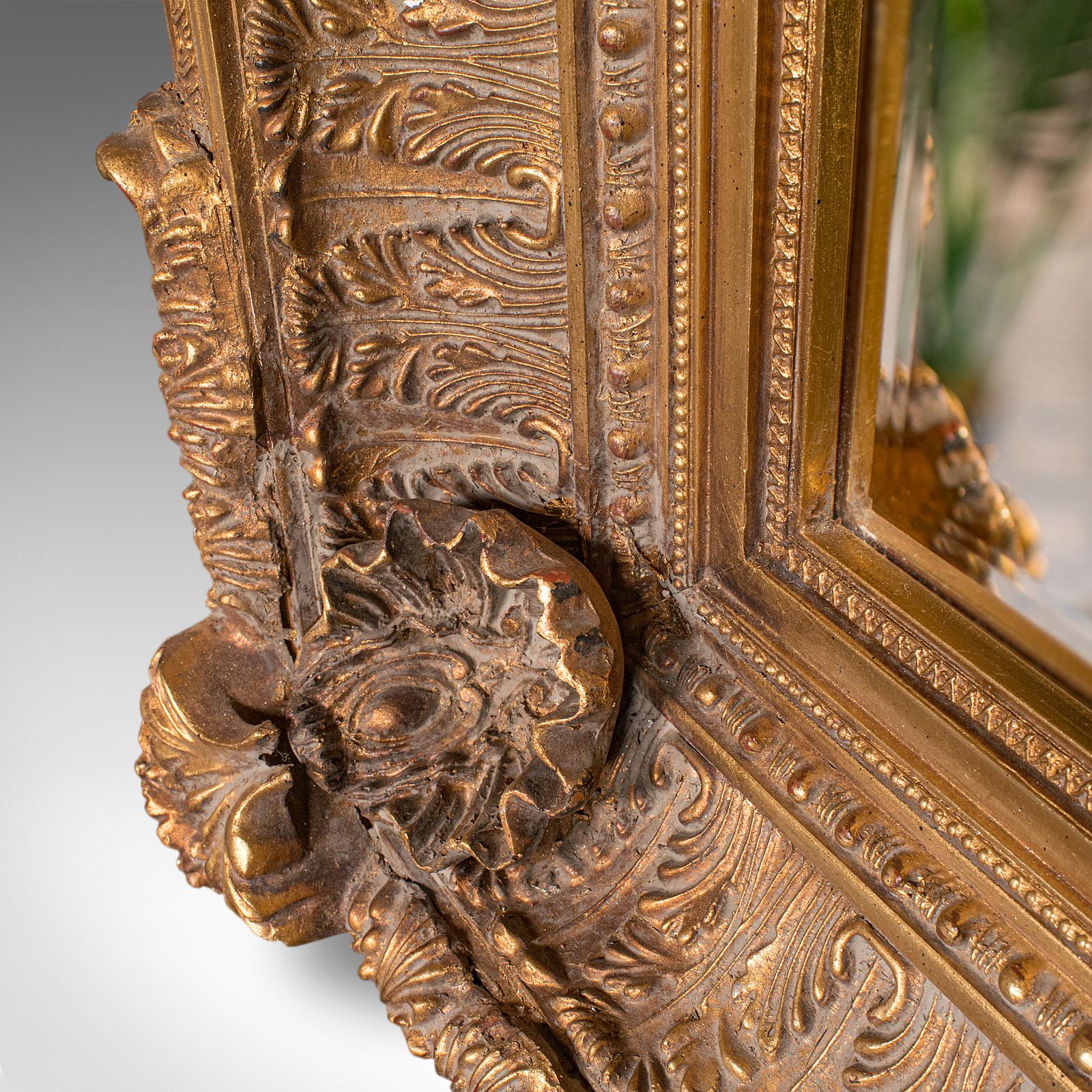 Large Vintage Renaissance Revival Wall Mirror, Continental, Giltwood, Decorative For Sale 1