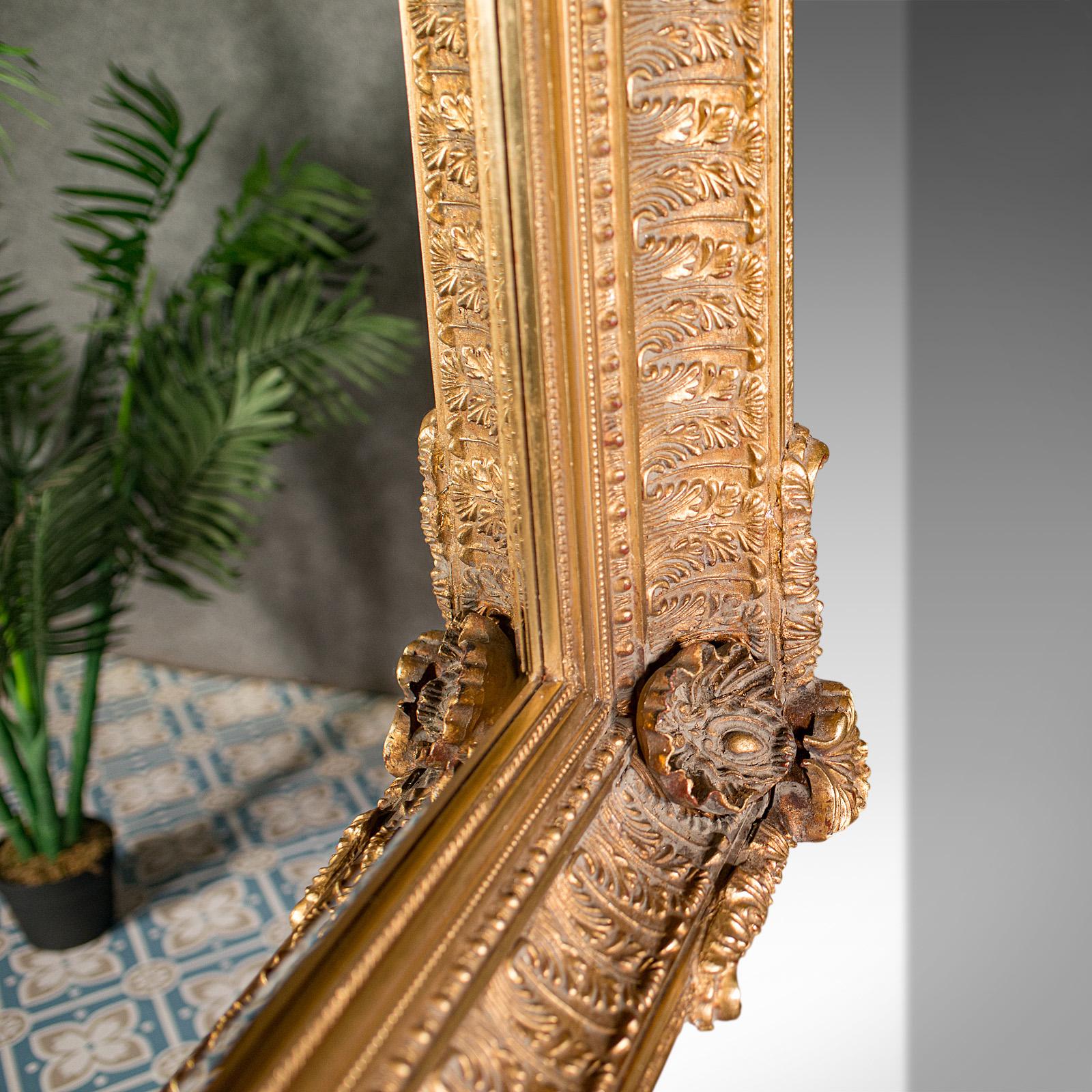 Large Vintage Renaissance Revival Wall Mirror, Continental, Giltwood, Decorative For Sale 2