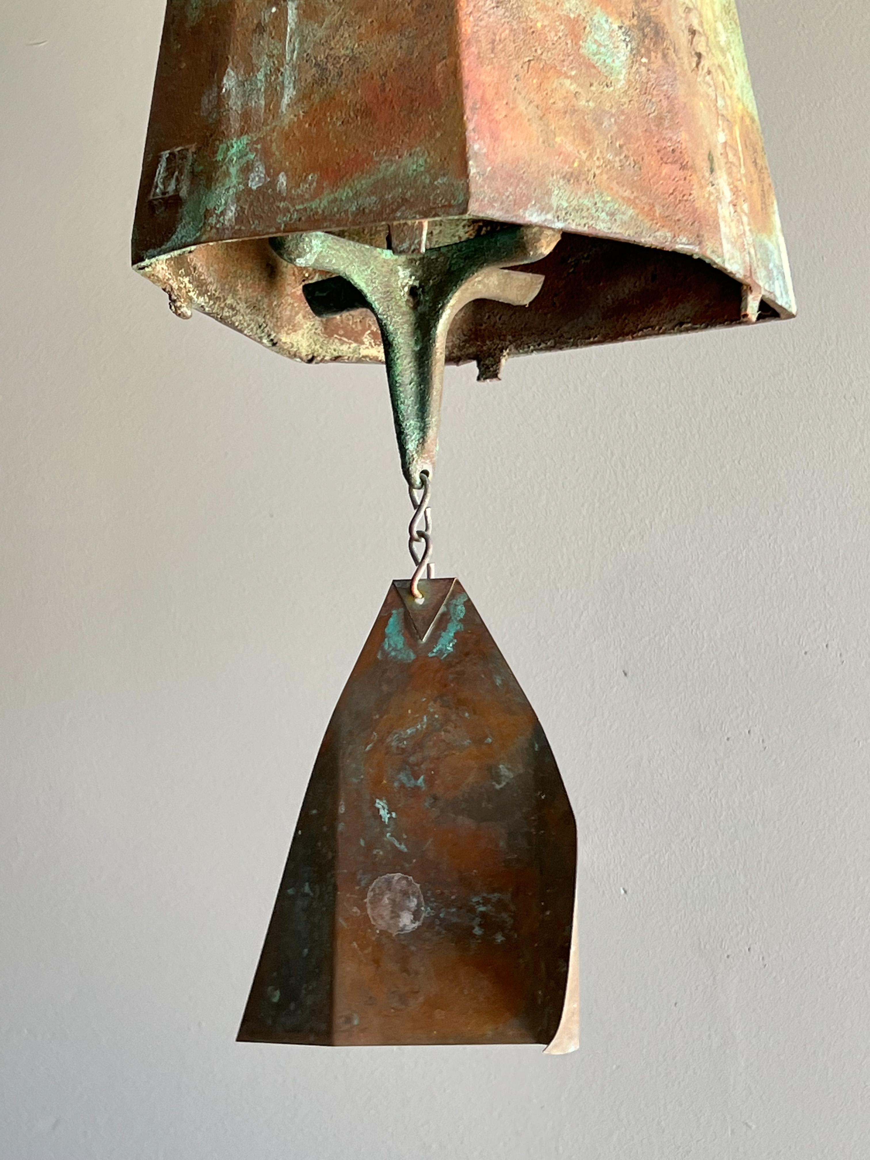 Mid-Century Modern Large Vintage Ribbed Wind Chime/Bell by Paolo Soleri for Arcosanti Bronze 1970s
