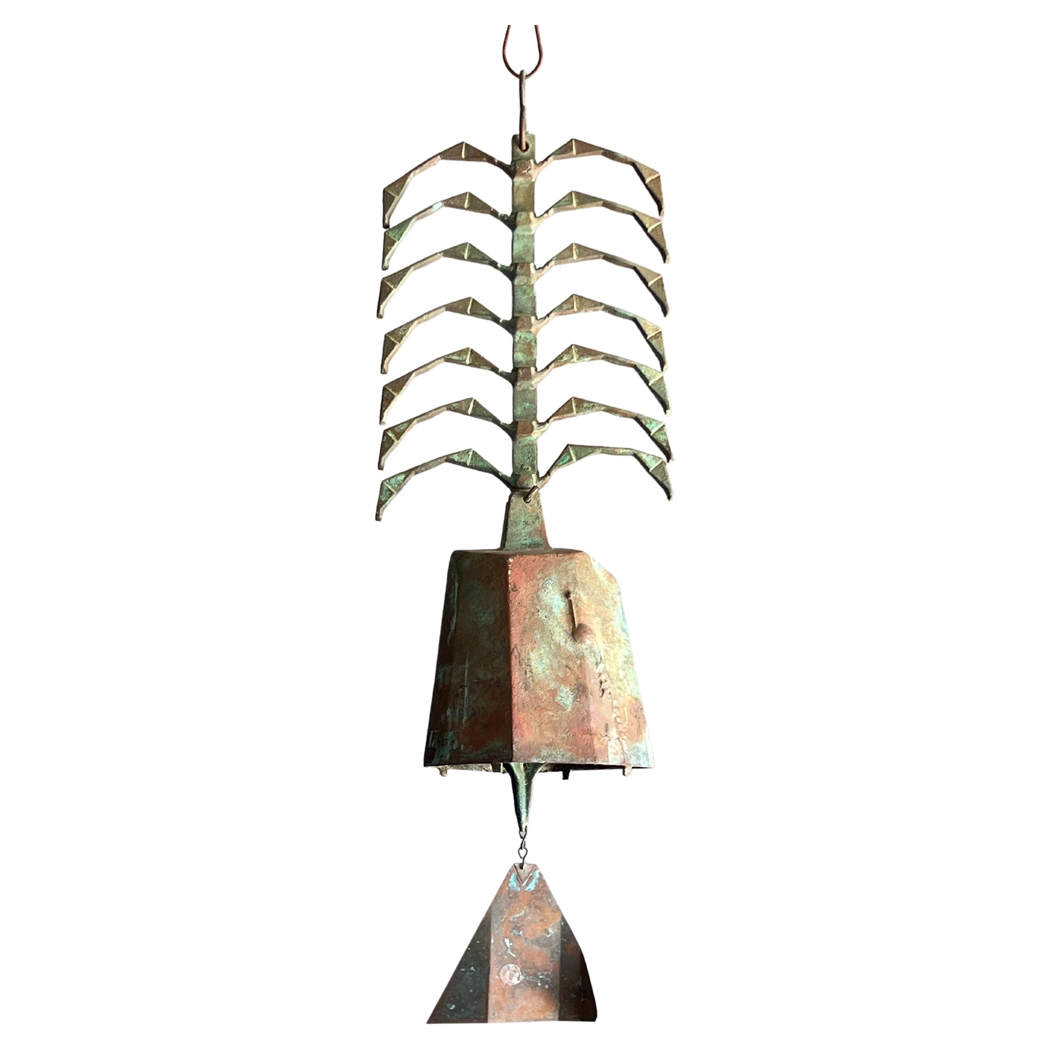 Large Vintage Ribbed Wind Chime/Bell by Paolo Soleri for Arcosanti Bronze 1970s
