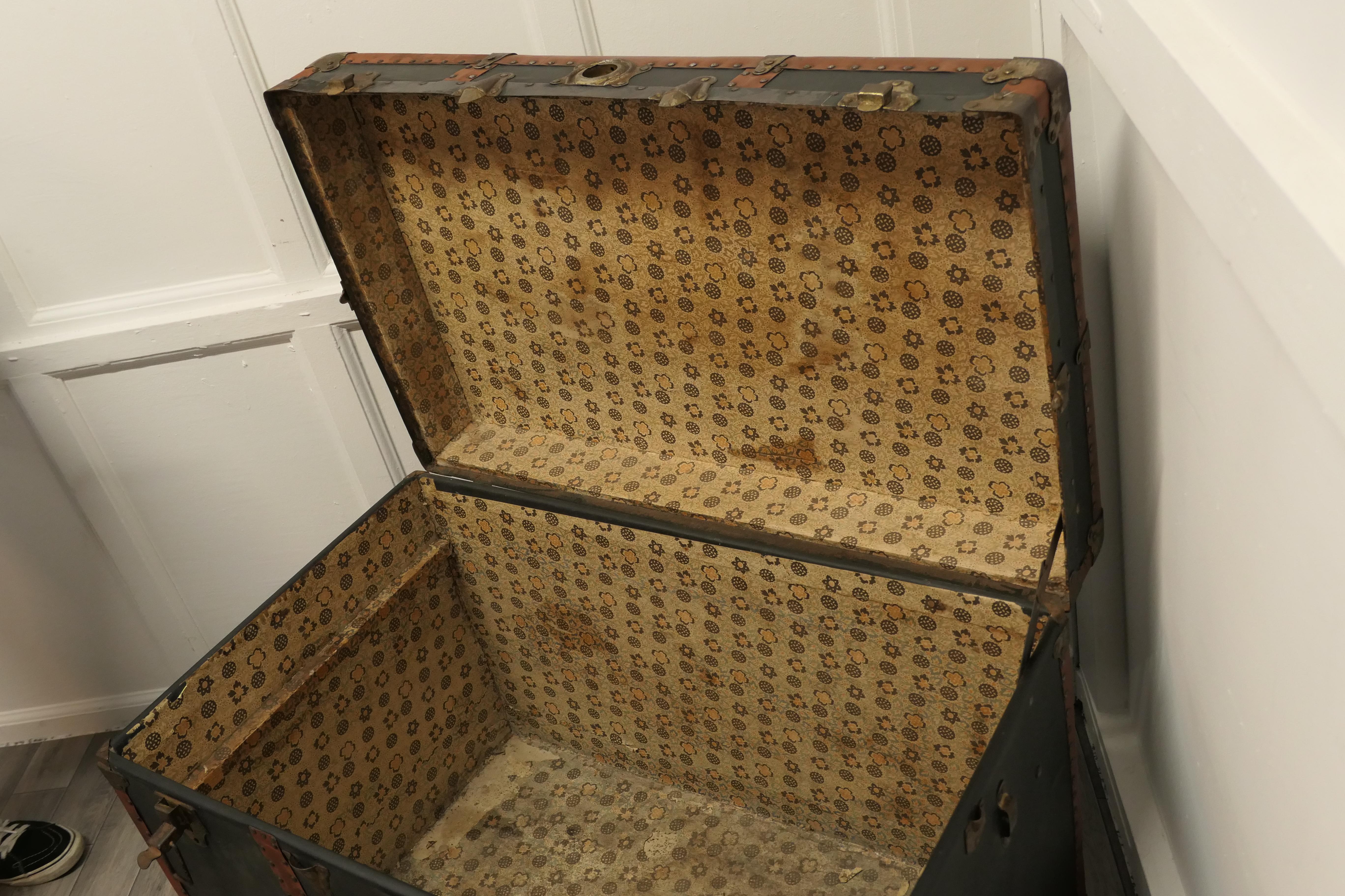 19th Century Large Vintage Rigid Breakless Co., Steamer Trunk For Sale