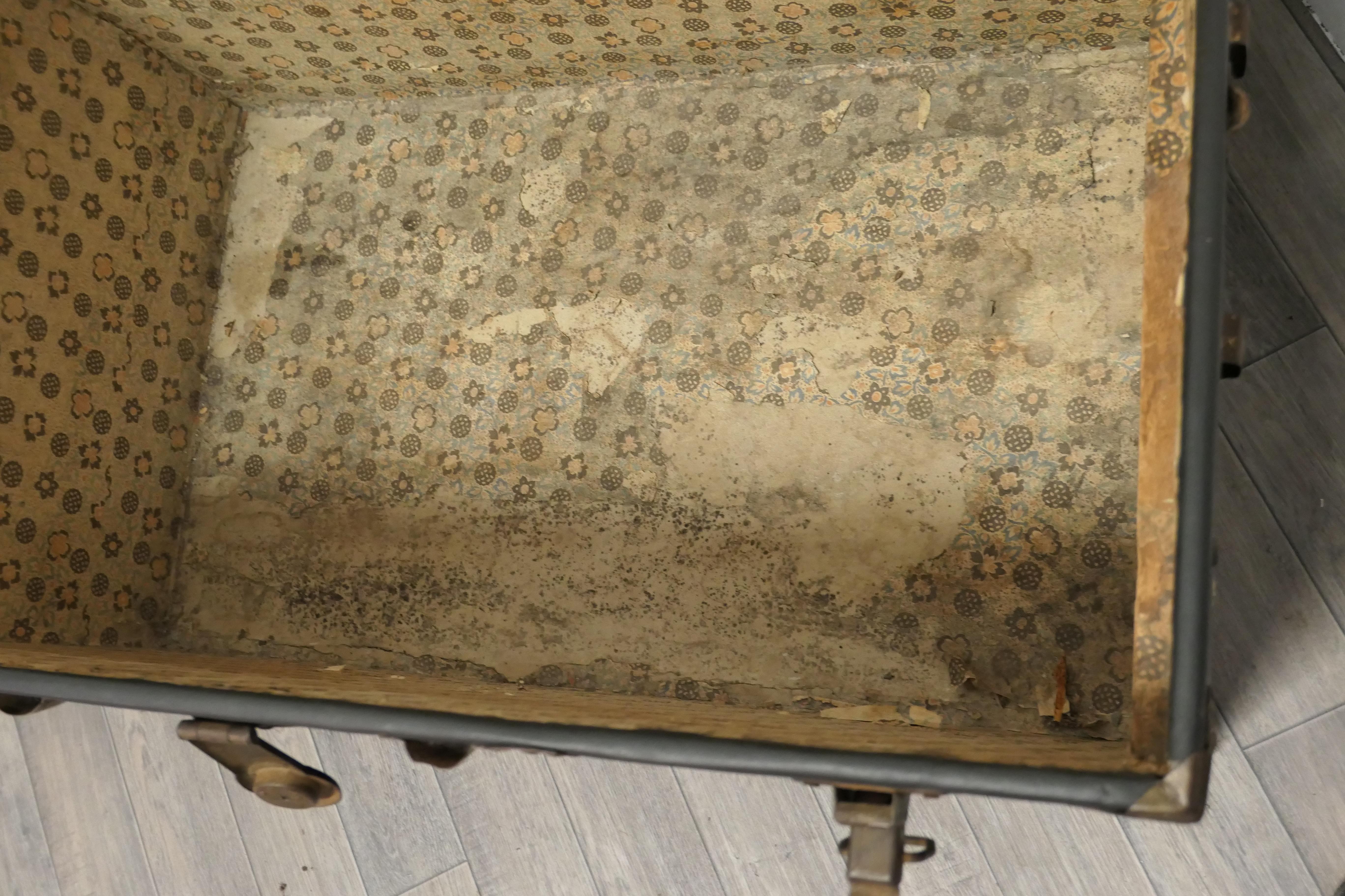 Synthetic Large Vintage Rigid Breakless Co., Steamer Trunk For Sale
