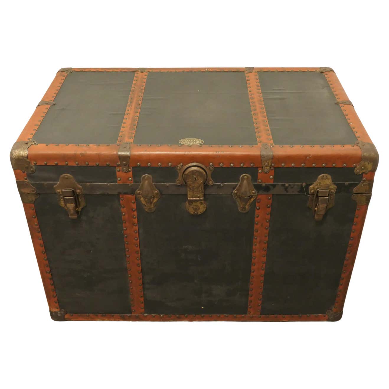 Large Vintage Rigid Breakless Co., Steamer Trunk For Sale at 1stDibs