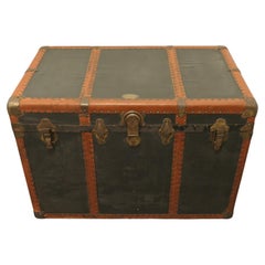 Large Antique Rigid Breakless Co., Steamer Trunk 