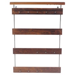 Large vintage rosewood coat rack with hooks made in the 60s