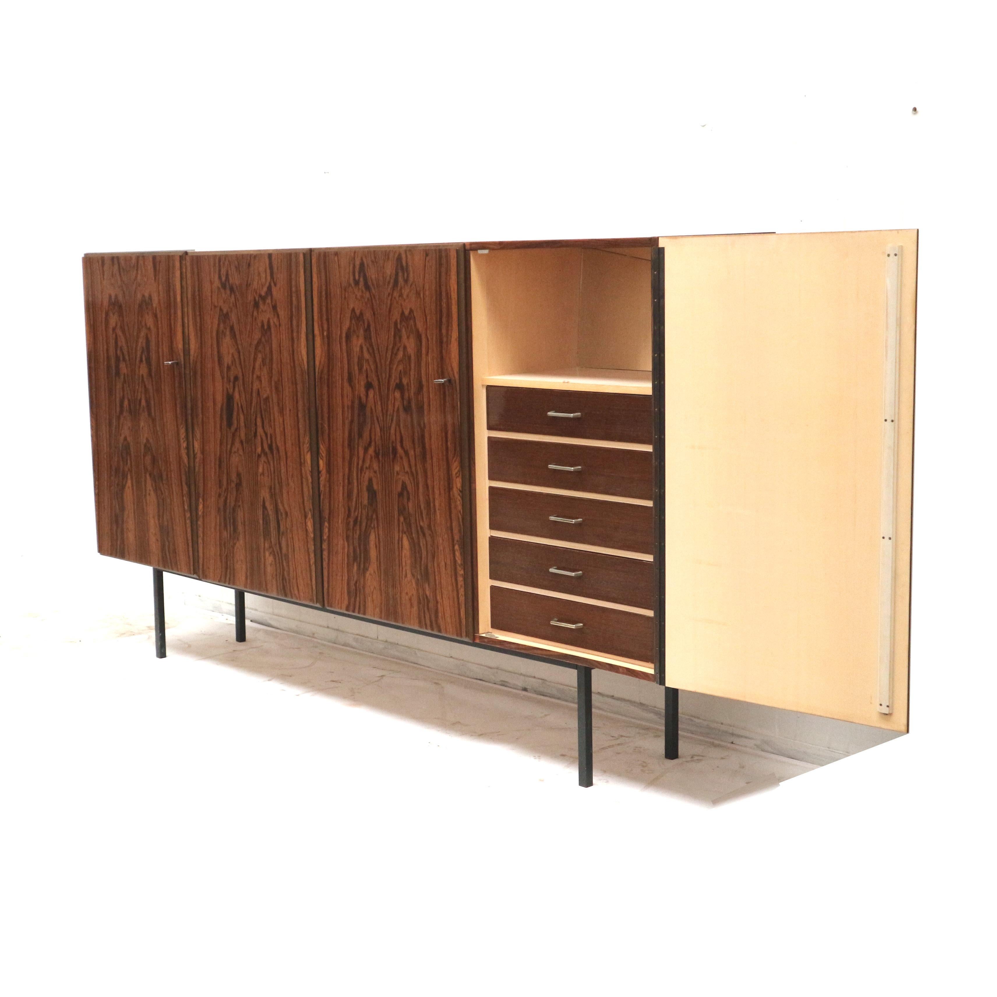 Mid-20th Century Large vintage rosewood sideboard / highboard made in the 60 For Sale