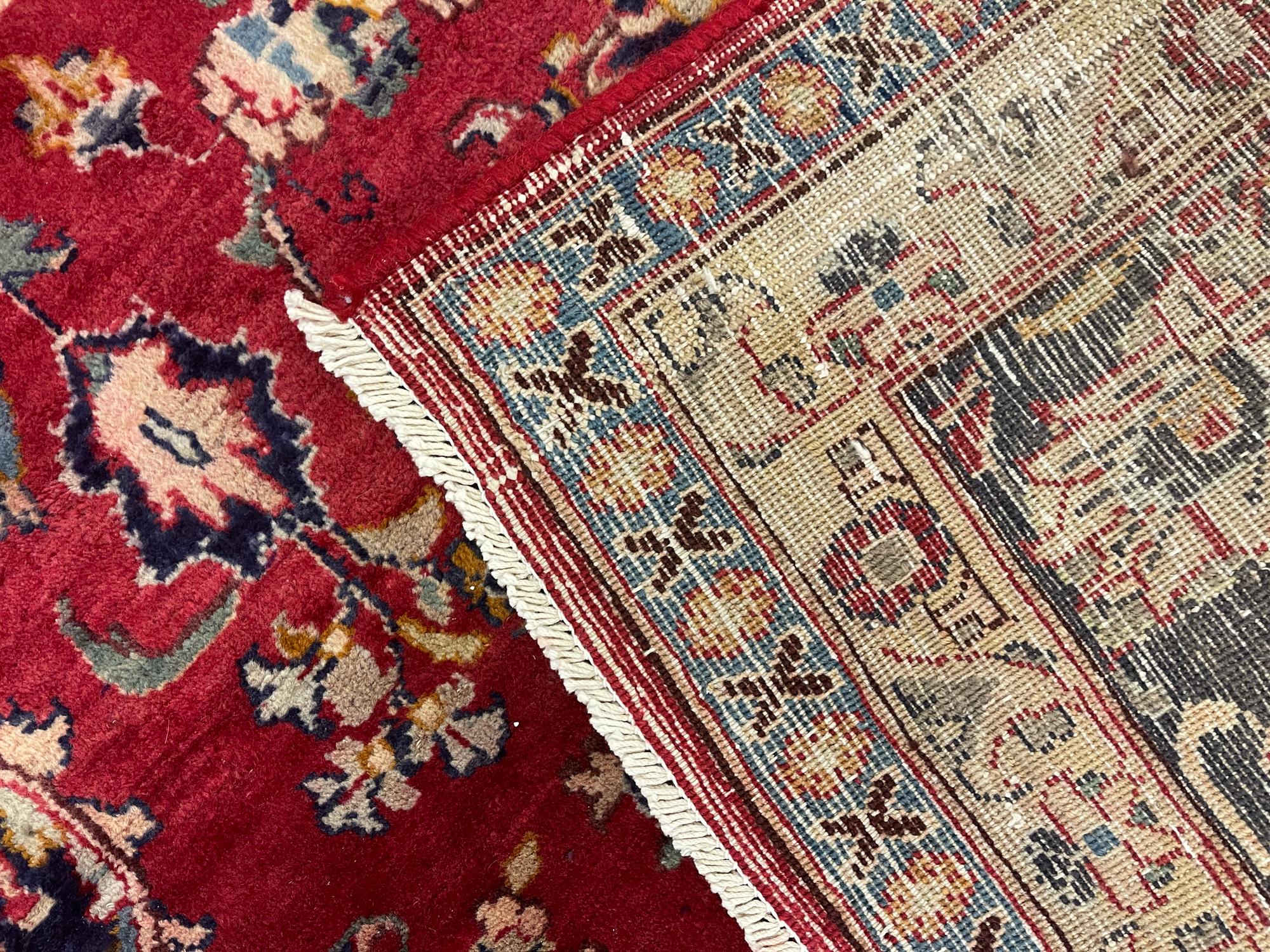 Grand tapis vintage fait main, tapis de salon oriental en laine rouge 191 x 284 cm  en vente 3