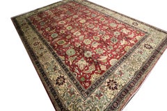 Large Vintage Rugs, Red All Over Carpet, Wool Living Room Rugs for Sale