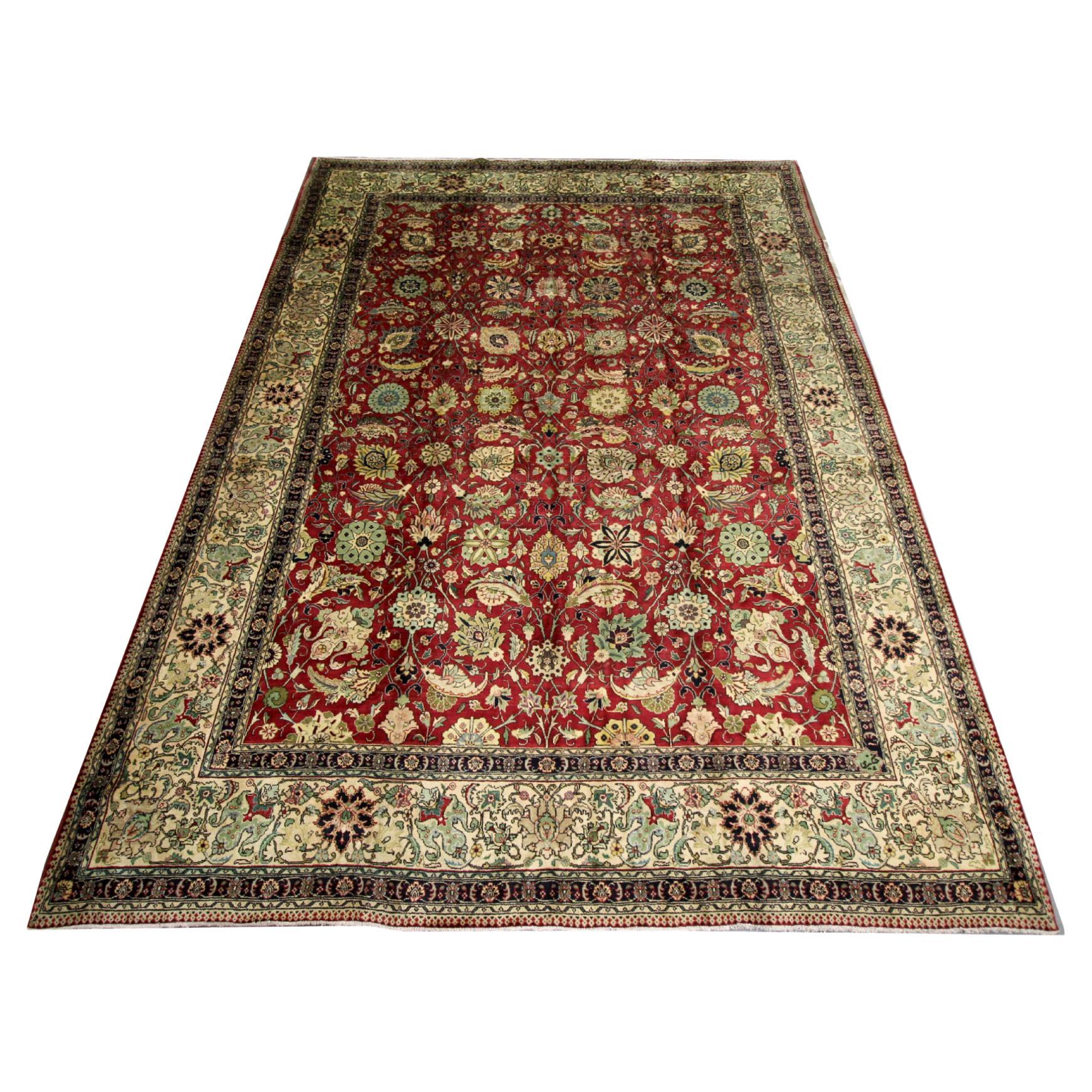 Large Vintage Rugs, Red All Over Carpet, Wool Living Room Rugs for Sale For Sale