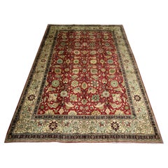 Large Retro Rugs, Red All Over Carpet, Wool Living Room Rugs for Sale