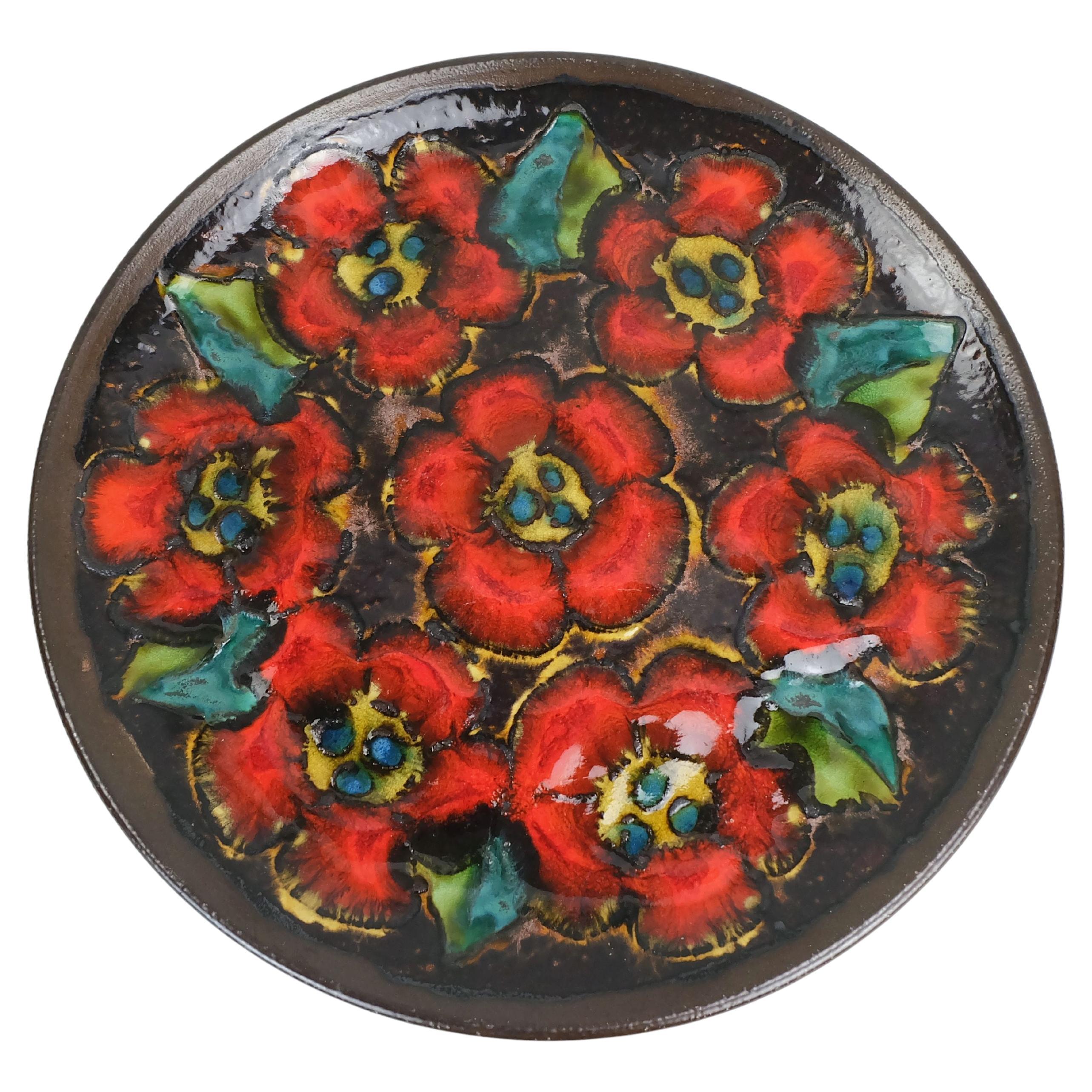 large vintage ruscha BOWL 70s wall plate flower decor fat lava glaze