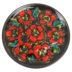 large vintage ruscha BOWL 70s wall plate flower decor fat lava glaze