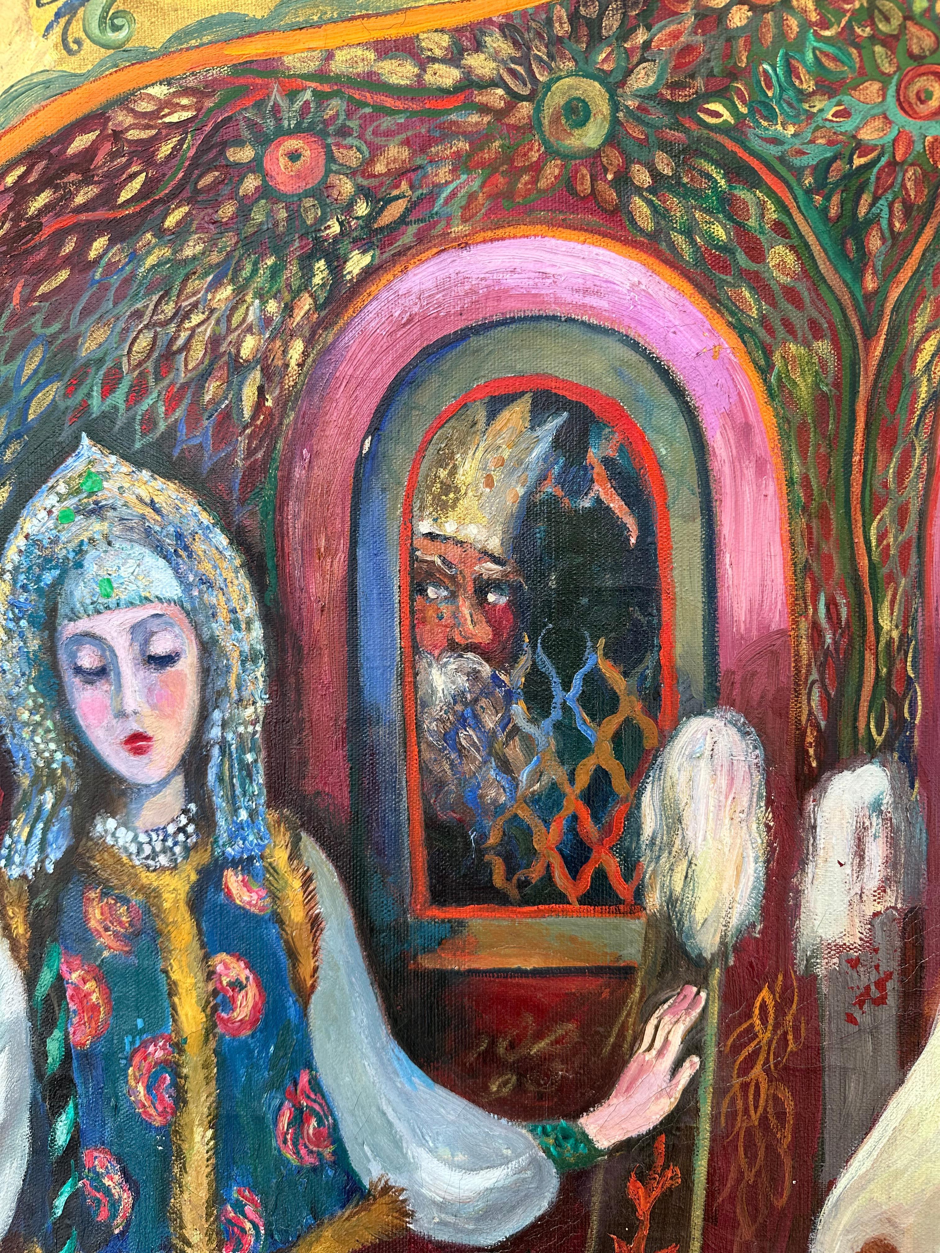 Große russische Vintage-Illustration Alexander Pushkins Märchen von Zar Saltan im Angebot 7