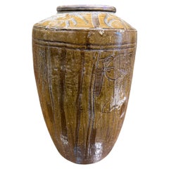 Large Vintage Rust-Brown Pottery Wine Jar, Mid-20th Century