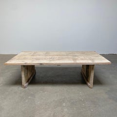 Large Vintage Rustic Teak Wood Coffee Table