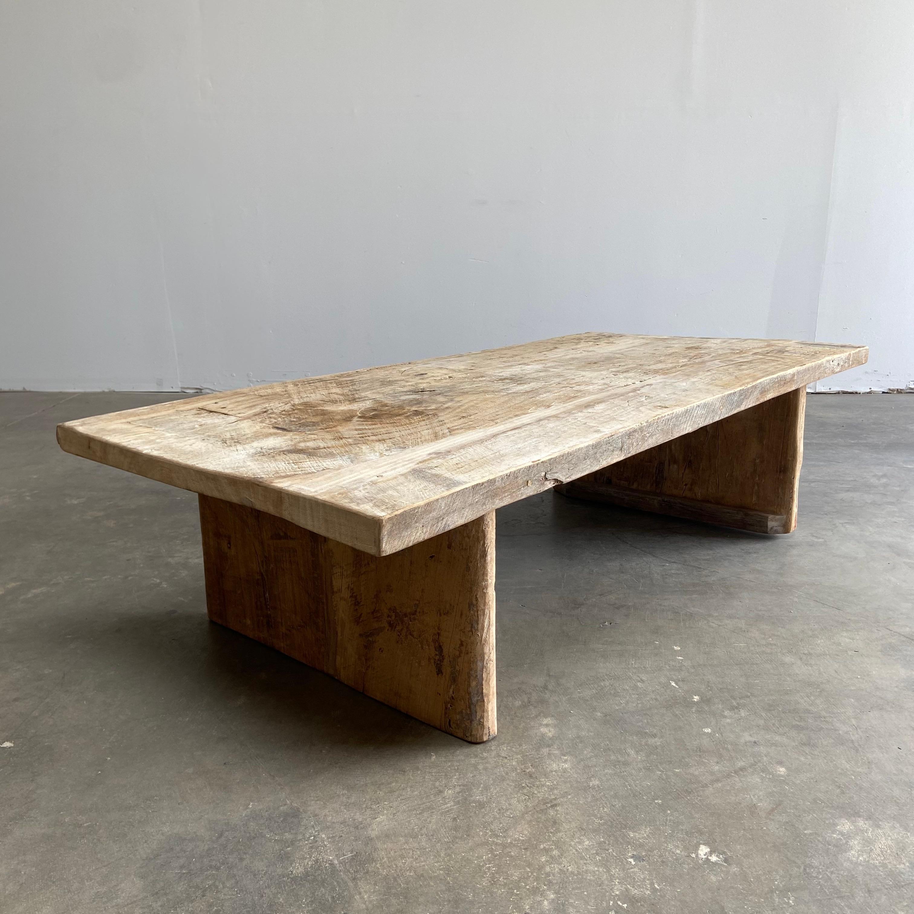 Large Vintage Rustic Teak Wood Coffee Table Custom Size In New Condition In Brea, CA