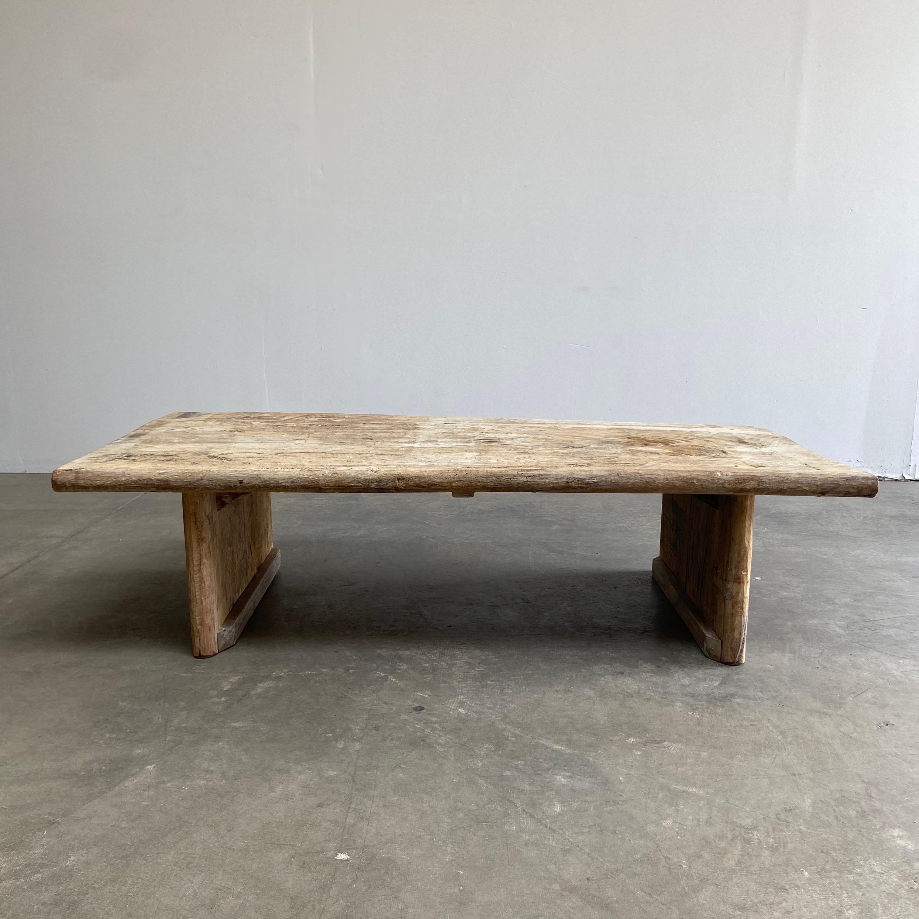 Large Vintage Rustic Teak Wood Coffee Table Custom Size 1