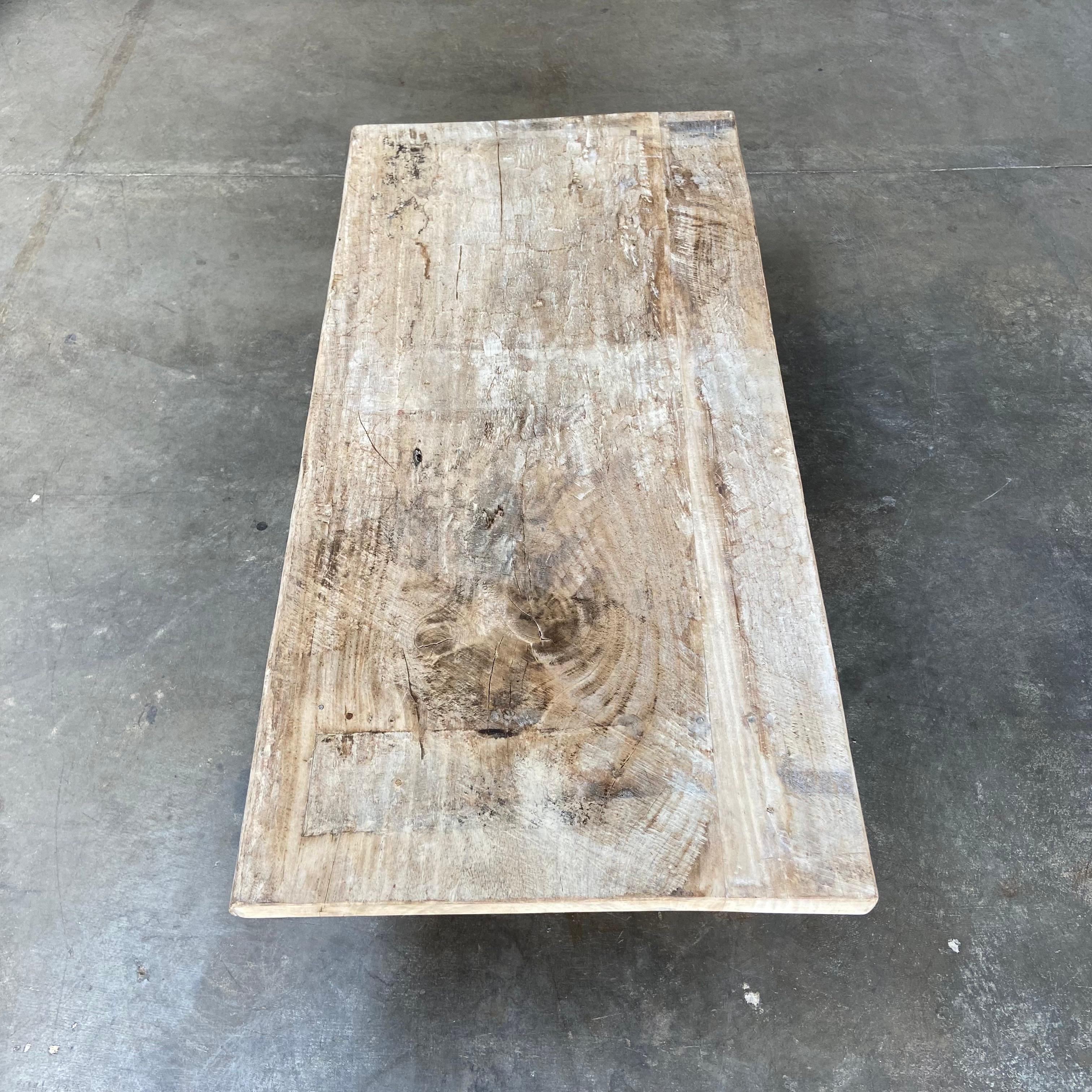 Large Vintage Rustic Teak Wood Coffee Table Custom Size 2