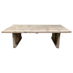 Large Vintage Rustic Teak Wood Coffee Table