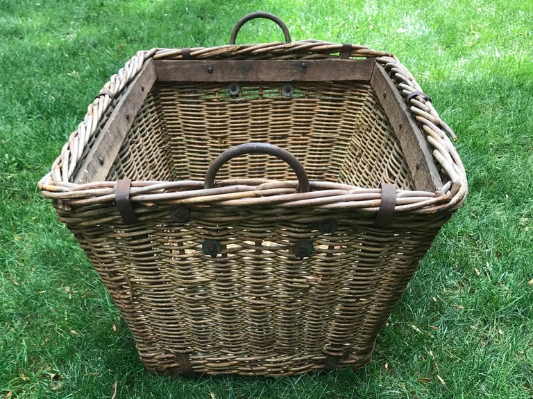 Large Vintage Rustic Wicker Basket at 1stDibs large rustic baskets