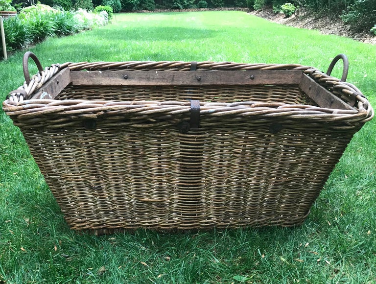 Large Vintage Rustic Wicker Basket at 1stDibs large rustic baskets