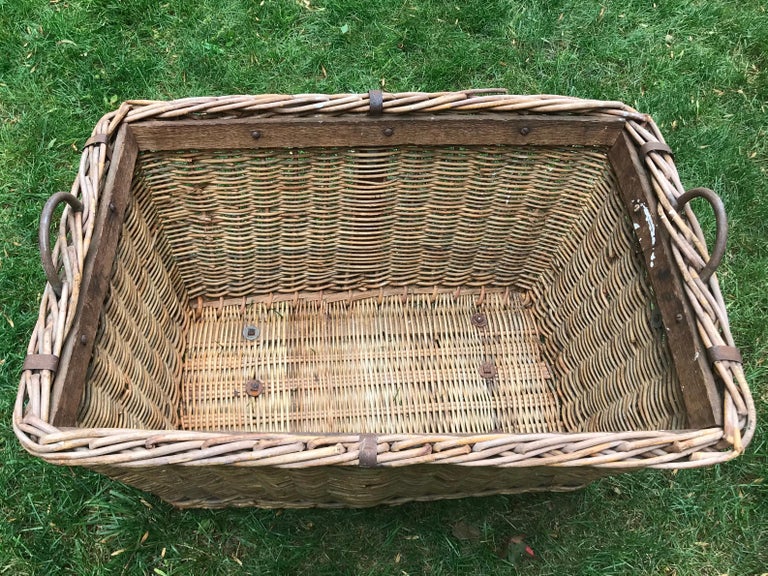 Large Vintage Rustic Wicker Basket at 1stDibs large rustic baskets
