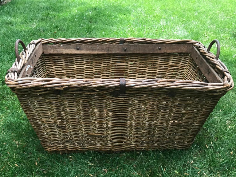 Large Vintage Rustic Wicker Basket at 1stDibs large rustic baskets