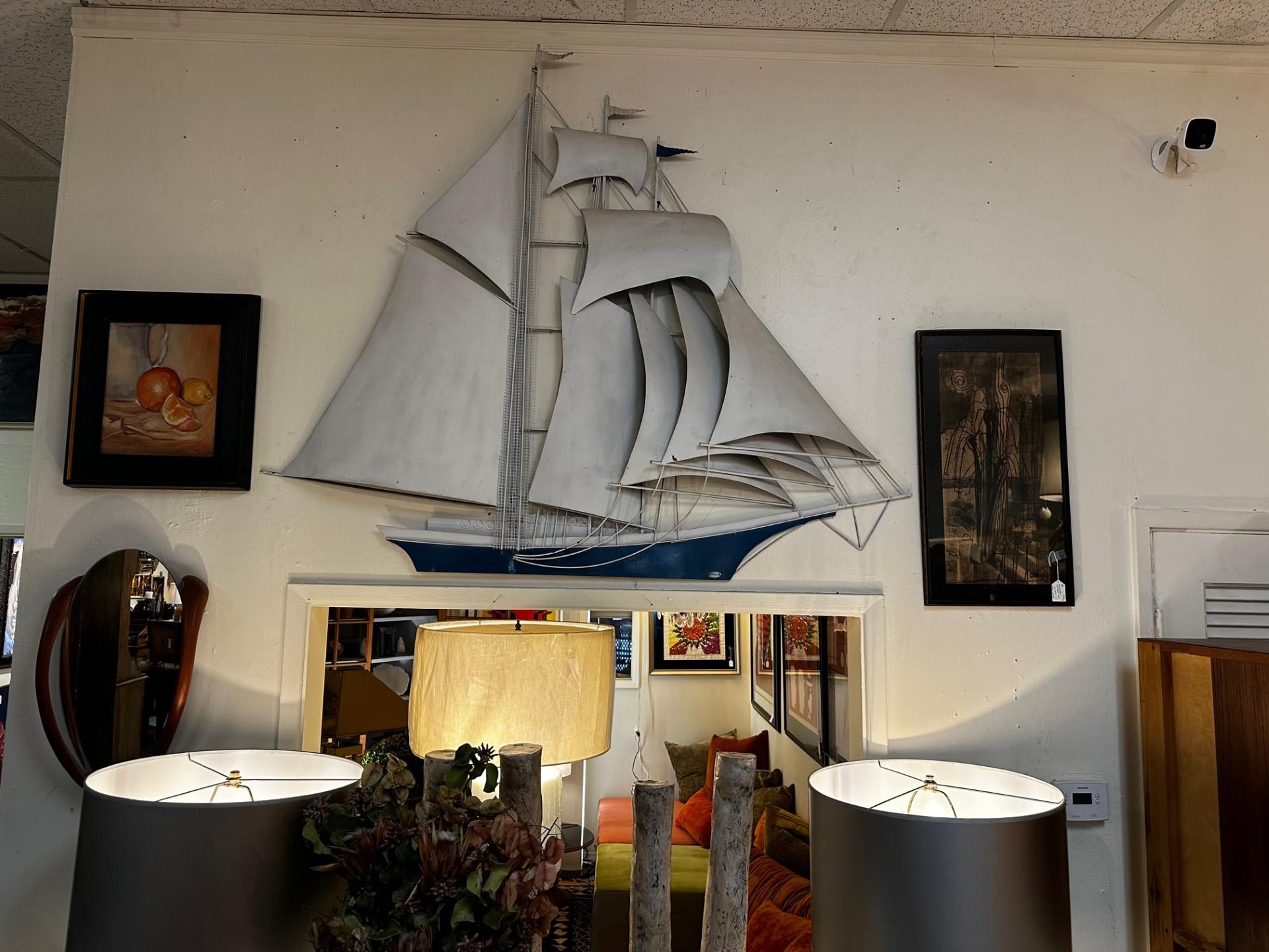 Grande sculpture murale vintage d'un bateau à voile par Wiley en vente 3