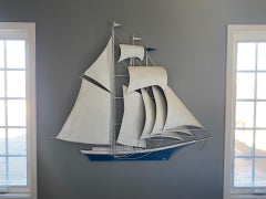 Grande sculpture murale vintage d'un bateau à voile par Wiley